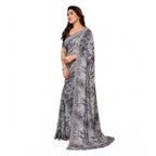 Women's Georgette Printed Saree With Unstitched Blouse 5.5Mtr (Grey)