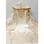 Women's Banarasi Silk Printed Unstitched Salwar Suit Material With Dupatta (White, 3Mtrs)