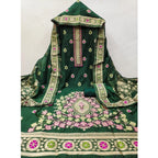 Women's Banarasi Silk Printed Unstitched Salwar Suit Material With Dupatta (Bottle Green, 3Mtrs)