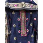 Women's Banarasi Silk Printed Unstitched Salwar Suit Material With Dupatta (Navy Blue, 3Mtrs)