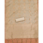 Women's Banarasi Silk Printed Unstitched Salwar Suit Material With Dupatta (Cream, 3Mtrs)