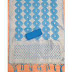 Women's Banarasi Silk Printed Unstitched Salwar Suit Material With Dupatta (Sky Blue, 3Mtrs)