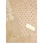 Women's Banarasi Silk Printed Unstitched Salwar Suit Material With Dupatta (White, 3Mtrs)