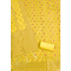 Women's Banarasi Silk Printed Unstitched Salwar Suit Material With Dupatta (Yellow, 3Mtrs)
