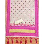 Women's Banarasi Silk Printed Unstitched Salwar Suit Material With Dupatta (Pink, 3Mtrs)