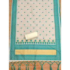 Women's Banarasi Silk Printed Unstitched Salwar Suit Material With Dupatta (Teal, 3Mtrs)