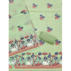 Women's Banarasi Silk Printed Unstitched Salwar Suit Material With Dupatta (Pista, 3Mtrs)