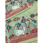 Women's Banarasi Silk Printed Unstitched Salwar Suit Material With Dupatta (Pista, 3Mtrs)