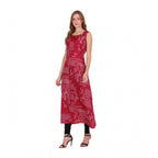 Women's Casual Crepe Sleeveless Slit Dress (Maroon)