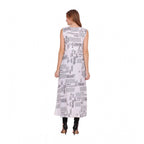 Women's Casual Crepe Sleeveless Slit Dress (White)