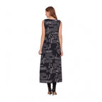 Women's Casual Crepe Sleeveless Slit Dress (Black)