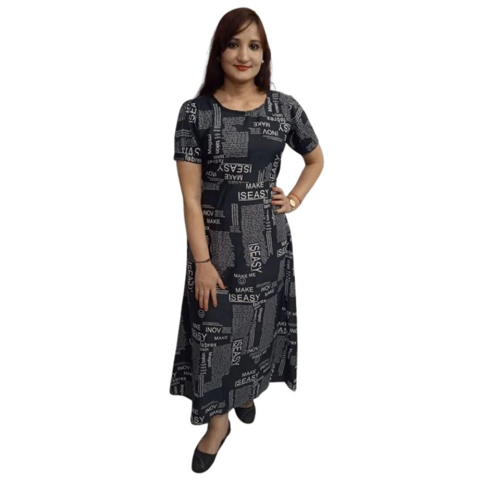 Women's Casual Crepe Half Sleeves Dress (Black)