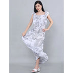 Women's Casual Crepe Sleeveless Dress (White)