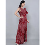 Women's Casual Crepe Sleeveless Dress (Maroon)