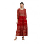 Women's Casual Rayon 3-4th Sleeves Anarkali Kurti (Red)