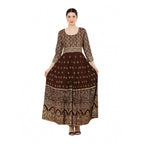 Women's Casual Rayon 3-4th Sleeves Anarkali Kurti (Brown)