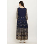 Women's Casual Rayon 3-4th Sleeves Anarkali Kurti (Blue)
