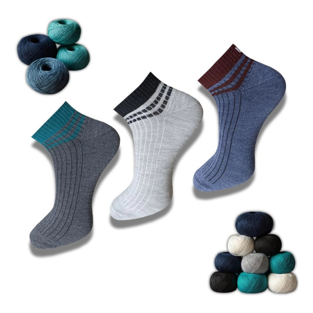 3_Pair Set Unisex Casual Cotton Printed Low Cut Socks (Multicolor)
