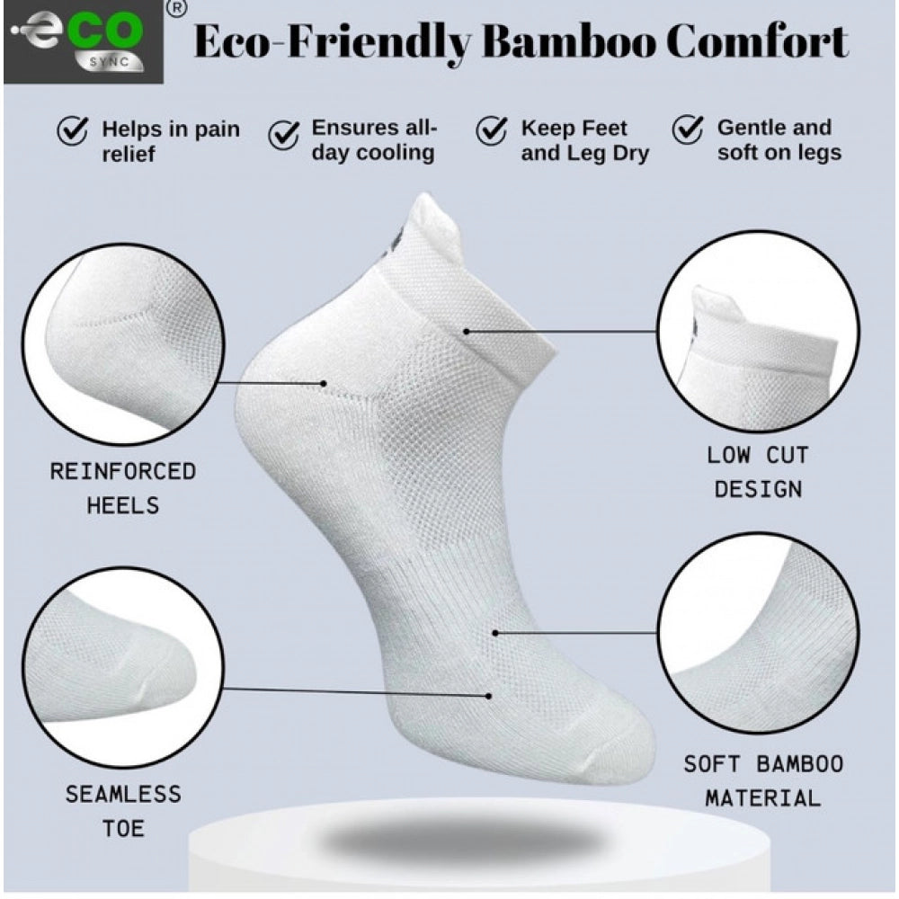4_Pair Set Unisex Casual Bamboo Cotton Printed Ankle Length Socks (Multicolor)