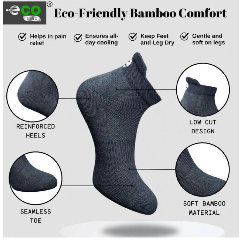 4_Pair Set Unisex Casual Bamboo Cotton Printed Ankle Length Socks (Multicolor)