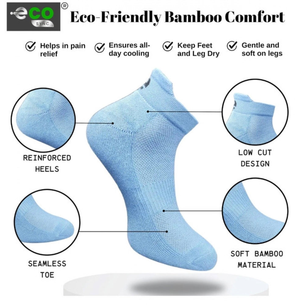 4_Pair Set Unisex Casual Bamboo Cotton Printed Ankle Length Socks (Multicolor)
