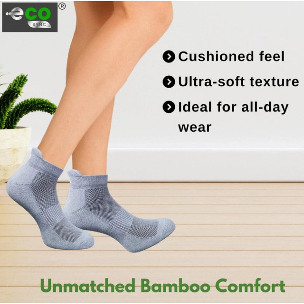 4_Pair Set Unisex Casual Bamboo Cotton Printed Ankle Length Socks (Multicolor)