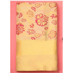 Women's Soft Lichi Silk Printed Saree With Unstitched Blouse 5.5Mtr (Gold)