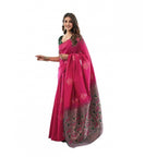 Women's Soft Lichi Silk Printed Saree With Unstitched Blouse 5.5Mtr (Pink)