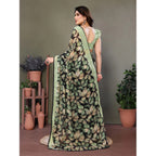 Women's Chiffon Printed Saree With Unstitched Blouse 5.5Mtr (Green)