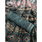 Women's Linen Cotton Printed Saree With Unstitched Blouse 5.5Mtr (Blue)
