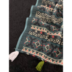 Women's Linen Cotton Printed Saree With Unstitched Blouse 5.5Mtr (Blue)