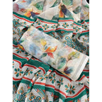 Women's Linen Cotton Printed Saree With Unstitched Blouse 5.5Mtr (Green)
