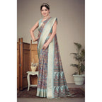 Women's Cotton Silk Printed Saree With Unstitched Blouse 5.5Mtr (Multicolor)