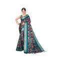 Women's Cotton Silk Printed Saree With Unstitched Blouse 5.5Mtr (Blue)