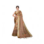 Women's Cotton Silk Printed Saree With Unstitched Blouse 5.5Mtr (Peach)