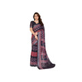 Women's Linen Cotton Printed Saree With Unstitched Blouse 5.5Mtr (Black)