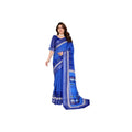 Women's Linen Cotton Printed Saree With Unstitched Blouse 5.5Mtr (Blue)