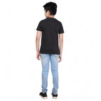 Boy's Cotton Grapic Printed Round Neck T-Shirt (Black)