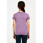 Girl's Cotton Printeded Round Neck T-Shirt (Lavander)
