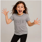 Girl's Cotton Printeded Round Neck T-Shirt (Grey)