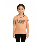 Girl's Cotton Printeded Round Neck T-Shirt (Sandal Beach)
