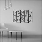Wooden 5-Piece Wall Art Panel Frame – Elegant Black Abstract Design