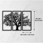 Wooden 3 Pieces Tree Wall Art Panel Frame for Home Decor