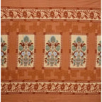 Fleece Floral Printed Double Polar Warm Bedsheet with 2 Pillow Cover (Orange)