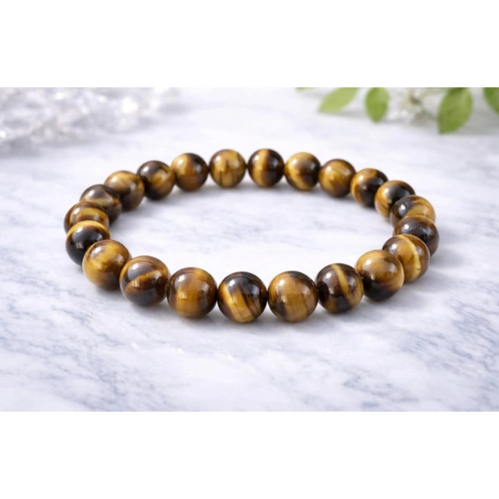 Natural Crystal 8mm Tiger Eye Bracelet (Brown)