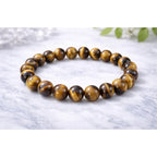 Natural Crystal 8mm Tiger Eye Bracelet (Brown)