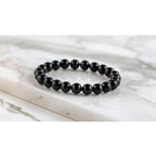 Natural Crystal 8mm Black Tourmaline Bracelet (Black)