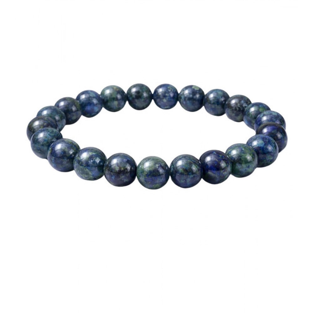 Natural Crystal 8mm Azurite Bracelet (Dark Green)