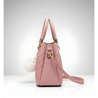 Women's PU Leather Solid Shoulder Zipper Handbag (Pink)