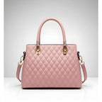 Women's PU Leather Solid Shoulder Zipper Handbag (Pink)